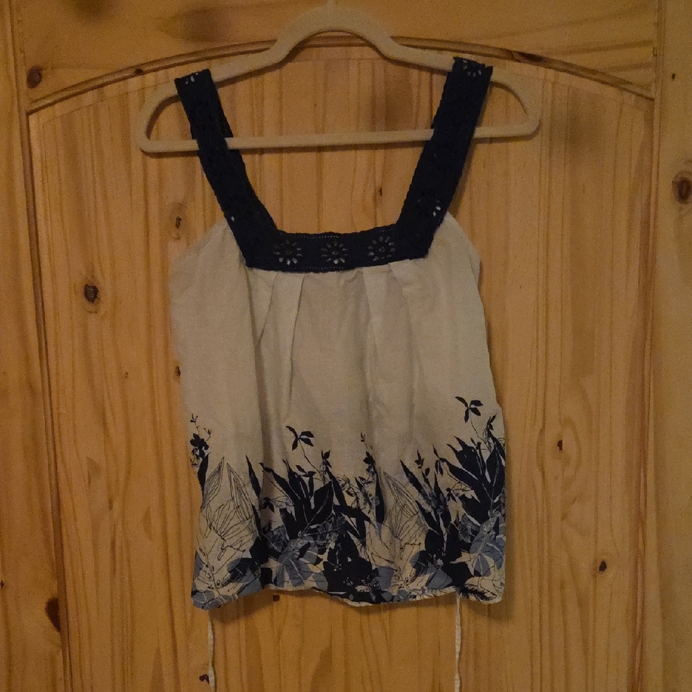 Mossimo Supply Co. Blue and White Square Neck Tank Top